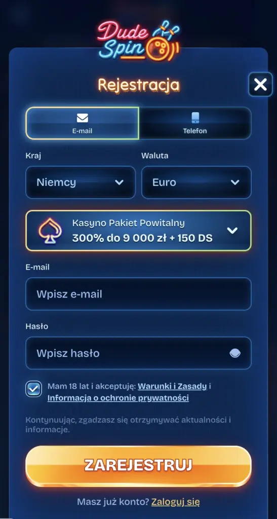 Zarejestruj się w aplikacji Dudespin i odkryj nowe możliwości!